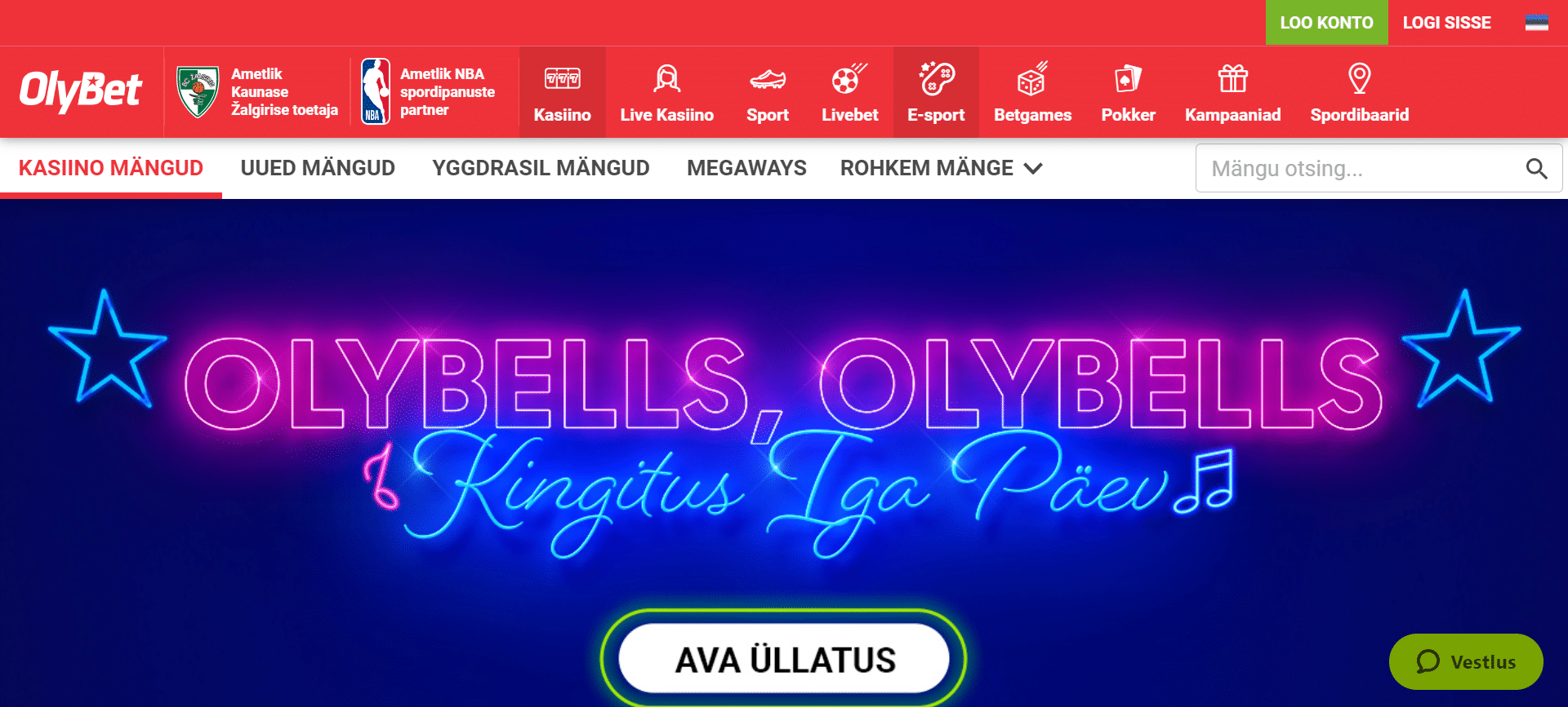Olybet kasiino | naudi 100% kuni 400€ boonuspakkumist!