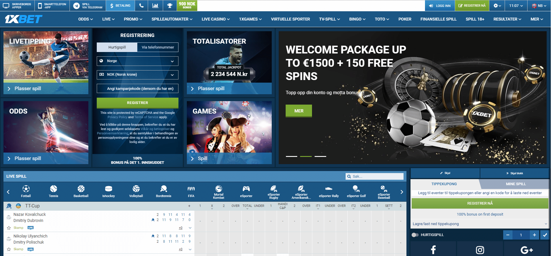 1xbet NO landingpage