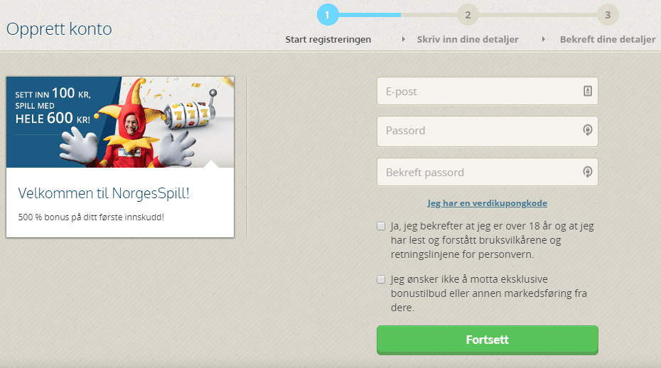 norgesspill registert