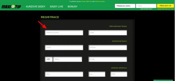 maxi tip registrace