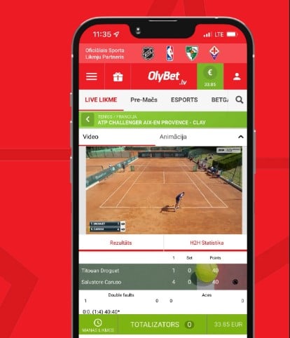 Olybet mobilā versija