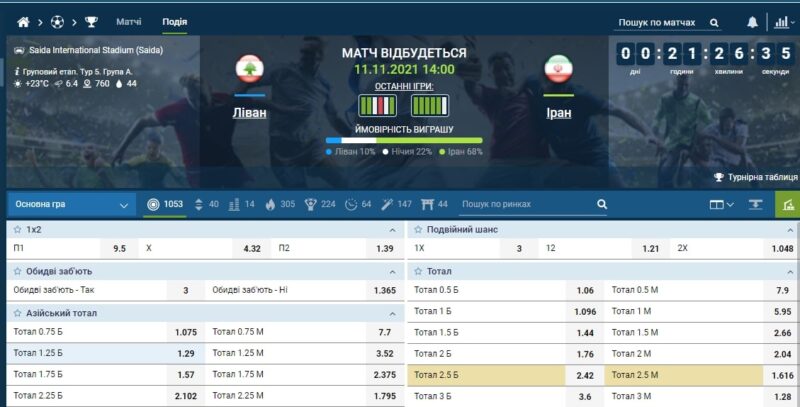 Промокод 1xbet Лінія та коефіцієнти 1хБет